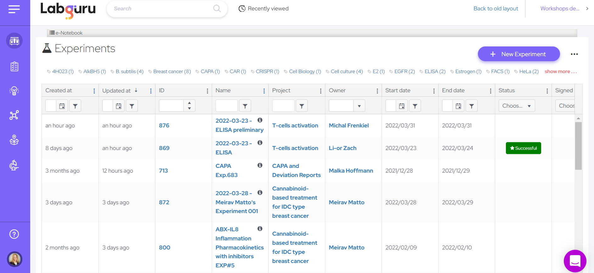 Labguru lab management system