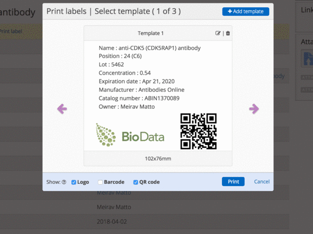 Labguru Label Wizard 