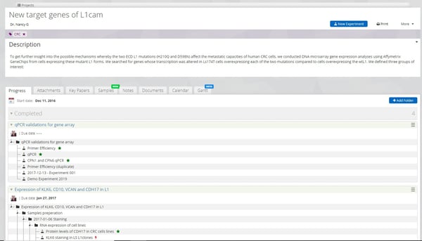 Labguru ELN projects management