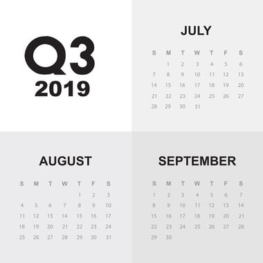 Calendar depicting Q3 2019