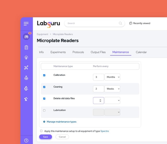 Laboratory Equipment Management interface