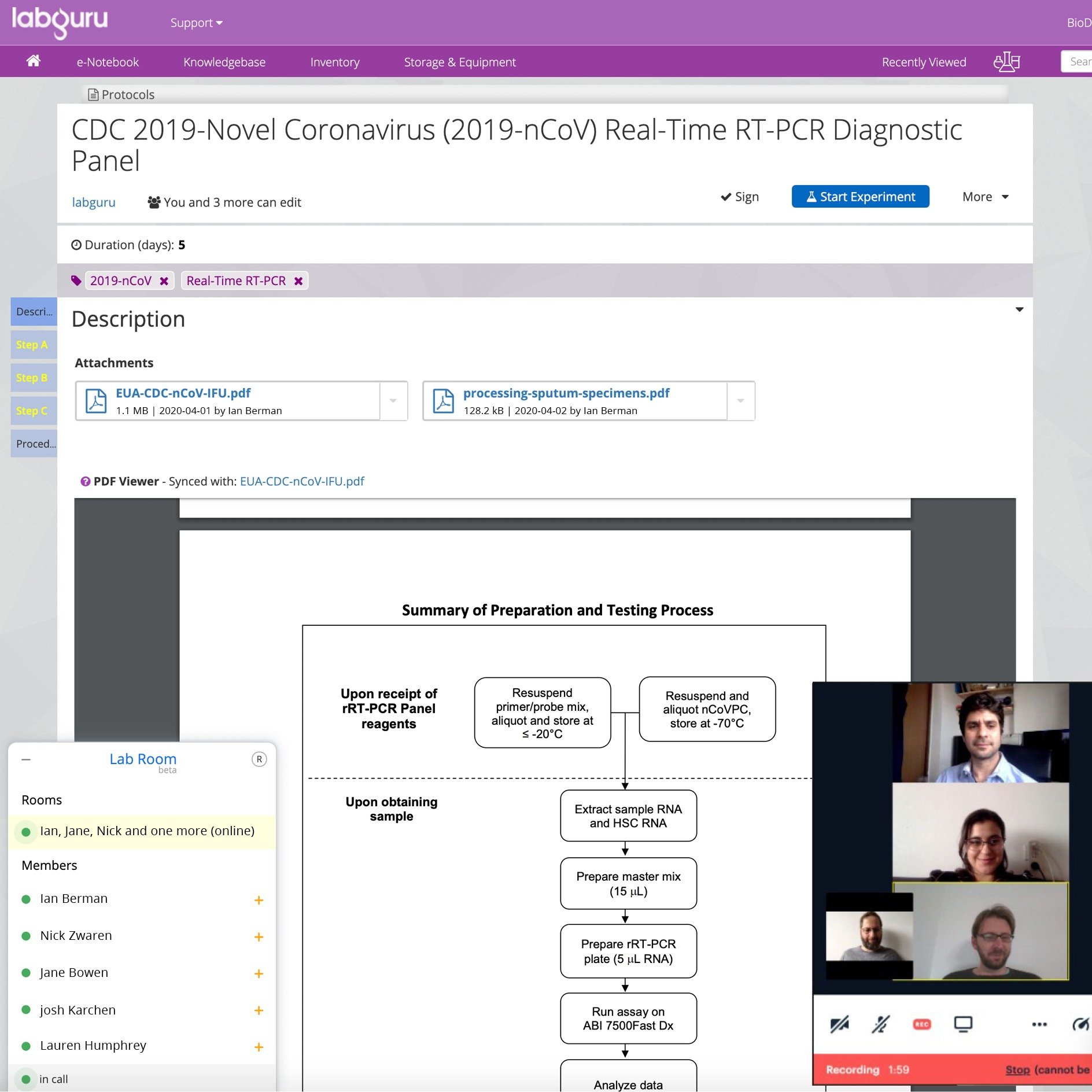 Remote lab collaboration with Labguru ELN